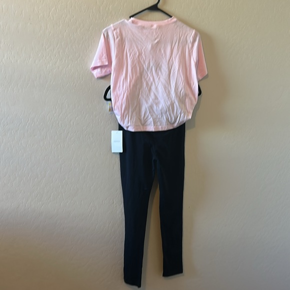 Zella Girls pink crop and Nordstrom black leggings XL size 14 - Picture 2 of 8
